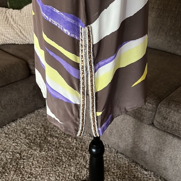 Taj By Sabrina Crippa Silk Beaded tunic Multi Color Top Size M - Picture 5 of 14